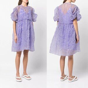 Brogger Ada Puff Sleeves Organza Crinkle Dress Medium NWT